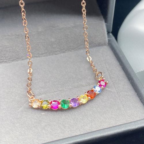 Collier en laiton, avec 5cm chaînes de rallonge, bijoux de mode & pour femme & avec strass, couleur or rose, Longueur Environ 40 cm, Vendu par PC