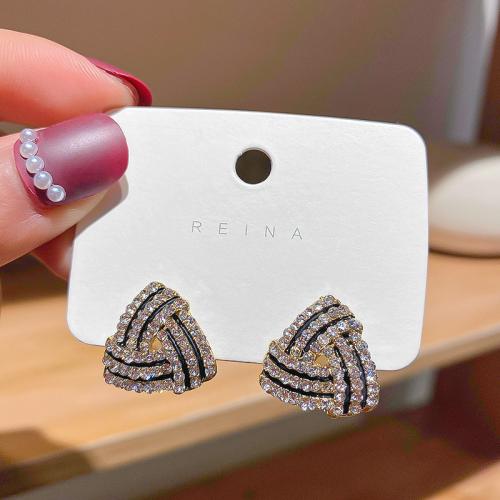 Lo zinco in lega Stud Earring, lega in zinco, gioielli di moda & per la donna & con strass, 28x27mm, Venduto da coppia