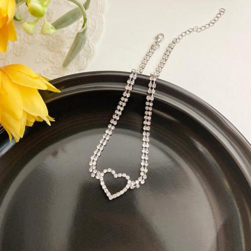 Zinc Alloy Jewelry Necklace fashion jewelry & for woman & with rhinestone Length Approx 40 cm Sold By PC