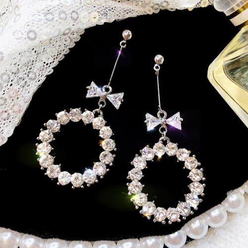 Zinc Alloy Stud Earring fashion jewelry & micro pave cubic zirconia & for woman Sold By Pair