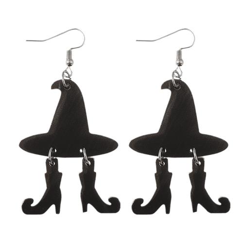 Acrylic Drop Earring with 304 Stainless Steel Halloween Jewelry Gift & for woman black Sold By Pair