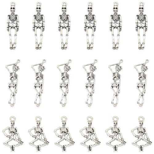 Fashion Halloween Pendant Zinc Alloy Skeleton antique silver color plated Halloween Design & DIY nickel lead & cadmium free Approx Sold By Bag