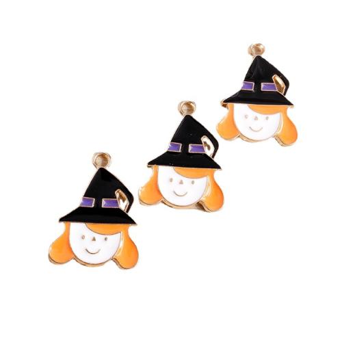 Fashion Halloween vedhæng, Zinc Alloy, Sorcerer, KC guldfarve belagt, Halloween Design & du kan DIY & emalje, flere farver til valg, nikkel, bly & cadmium fri, 18x24mm, Ca. 100pc'er/Bag, Solgt af Bag