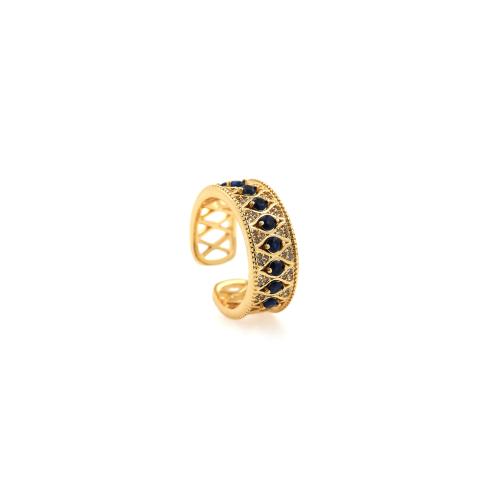 Kubieke Circonia Micro Pave Brass Ring, Messing, gold plated, micro pave zirconia & voor vrouw, nikkel, lood en cadmium vrij, inner diameter:17~20mm, Verkocht door PC