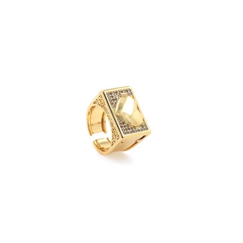 Kubieke Circonia Micro Pave Brass Ring, Messing, gold plated, micro pave zirconia & voor vrouw, nikkel, lood en cadmium vrij, inner diameter:17~20mm, Verkocht door PC