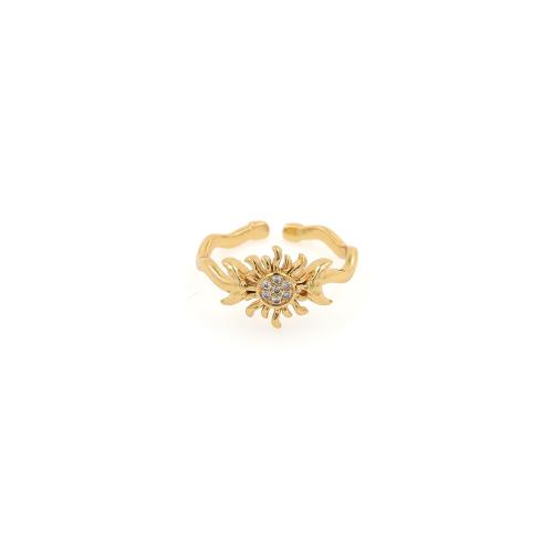 Kubieke Circonia Micro Pave Brass Ring, Messing, gold plated, micro pave zirconia & voor vrouw, nikkel, lood en cadmium vrij, inner diameter:17~20mm, Verkocht door PC