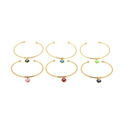 Pulseras de latón, metal, chapado, patrón de malvado de ojo & para mujer & esmalte, más colores para la opción, libre de níquel, plomo & cadmio, longitud 14 cm, Vendido por UD