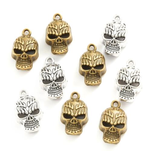 Zinklegering Skull Hangers, Zinc Alloy, Schedel, plated, DIY, meer kleuren voor de keuze, nikkel, lood en cadmium vrij, 21x13mm, 100pC's/Bag, Verkocht door Bag