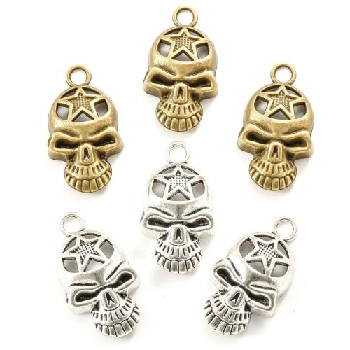 Zinklegering Skull Hangers, Zinc Alloy, Schedel, plated, DIY, meer kleuren voor de keuze, nikkel, lood en cadmium vrij, 37x20mm, 100pC's/Bag, Verkocht door Bag