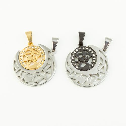 Stainless Steel Pendants 304 Stainless Steel Vacuum Ion Plating DIY & with rhinestone & hollow Approx 5mm Sold By Pair