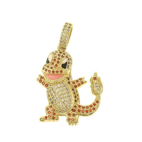 Cubic Zirconia Micro Pave Brass Pendant with Plastic Pearl plated DIY & micro pave cubic zirconia & enamel gold Sold By PC