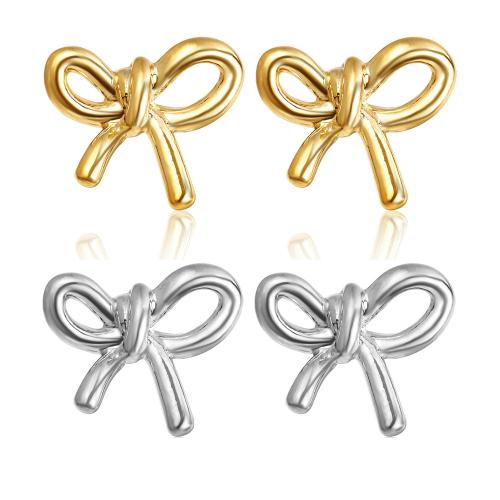 Zinc Alloy Stud Earring Bowknot plated for woman Sold By Pair