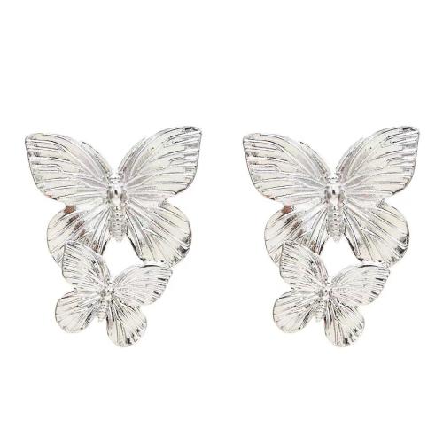 Øremærkning af zinklegeret stud, Zinc Alloy, Butterfly, forgyldt, for kvinde, flere farver til valg, Solgt af par