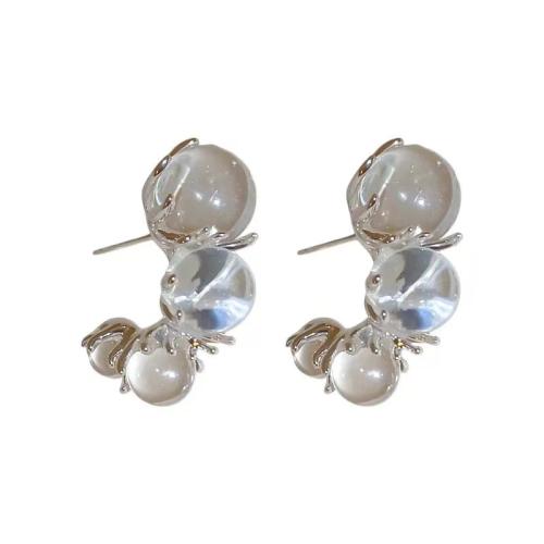 Lo zinco in lega Stud Earring, lega in zinco, with pietra preziosa, placcato, per la donna, color platino, Venduto da coppia