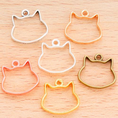 Zinc Alloy Animal Pendler, Cat, forgyldt, du kan DIY, flere farver til valg, 100PC/Bag, Solgt af Bag