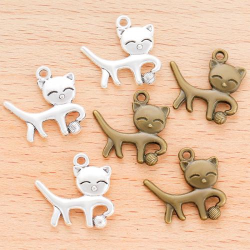 Zinc Alloy Animal Pendler, Cat, forgyldt, du kan DIY, flere farver til valg, 20x18mm, 100PC/Bag, Solgt af Bag