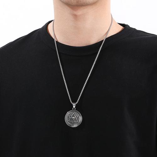 Bijoux pendentifs en acier inoxydable , Acier inoxydable 304, Rond, pour homme, Vendu par PC