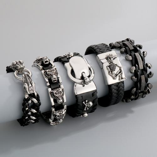 Edelstahl Schmuck Armband, 304 Edelstahl, mit PU Leder, verschiedene Größen vorhanden & verschiedene Stile für Wahl & für den Menschen, keine, verkauft von PC