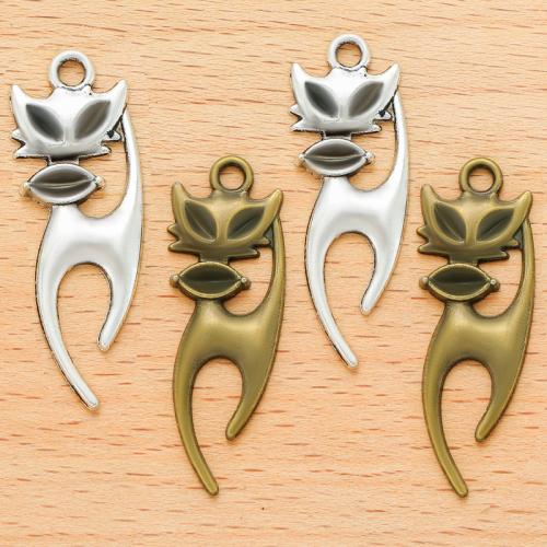 Zinc Alloy Animal Pendler, Cat, forgyldt, du kan DIY, flere farver til valg, 38x13mm, 100PC/Bag, Solgt af Bag