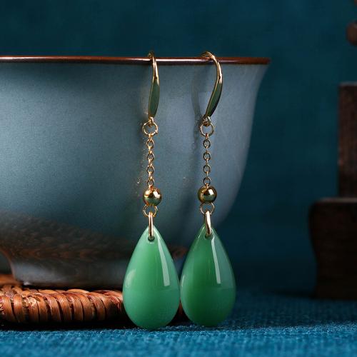 Messing Drop Earring, Teardrop, guldfarve belagt, Vintage & for kvinde, 11x57mm, Solgt af par