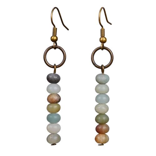 Brass Drop Earring with Natural Stone fashion jewelry & for woman 60mm Sold By Pair