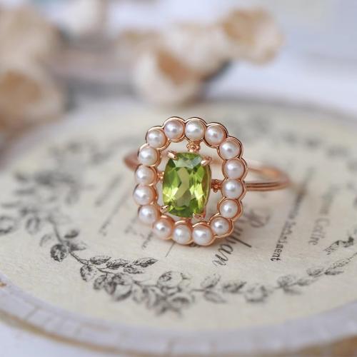 Messing ringen, met Plastic Pearl, mode sieraden & voor vrouw & met strass, gouden, Inner diameter 17mm, Verkocht door PC