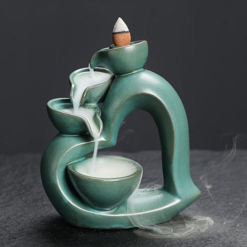 Porcelán visszaáramlás füstölő Burner, fél kézzel, otthoni és irodai használatra & Fenntartható, több színt a választás, 130x85x147mm, Által értékesített PC