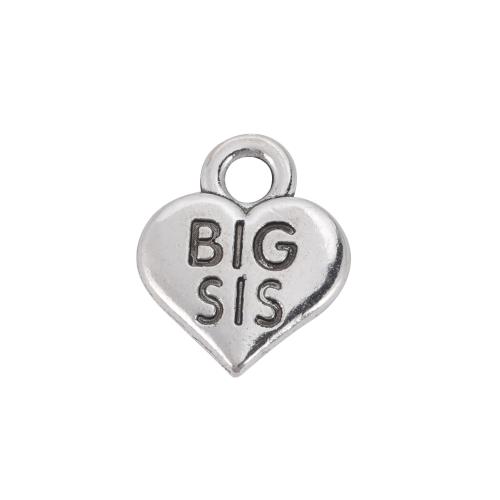 Pendentifs coeur en alliage de zinc, DIY, 12x10mm, Vendu par PC