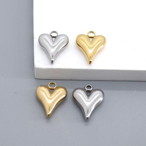 Acciaio inossidabile Cuore Ciondoli, 304 acciaio inox, DIY, nessuno, 12-13*15-16mm, 50PC/borsa, Venduto da borsa