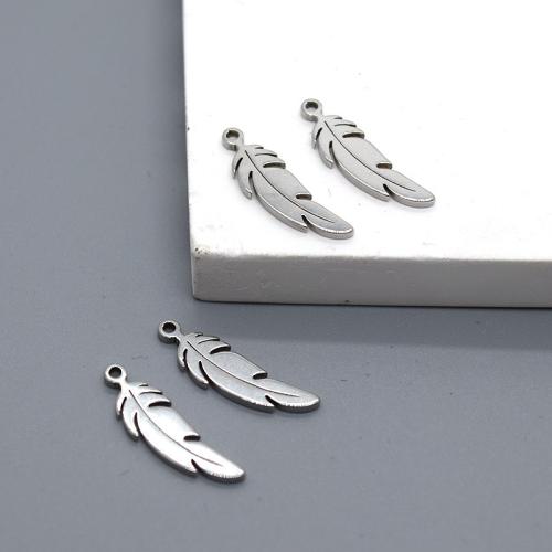 Stainless Steel Pendants 304 Stainless Steel Feather DIY original color Sold By Bag