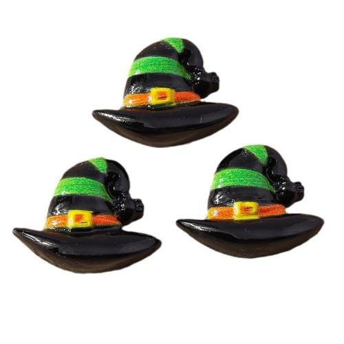 Fashion Halloween Pendant Resin Hat printing Halloween Design & DIY black Approx Sold By Bag