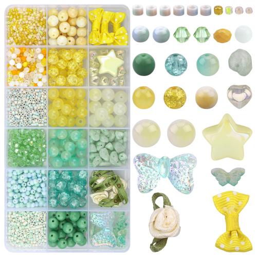 Fashion Glazen kralen, Glas, met Plastic Box, DIY & 18 cellen, meer kleuren voor de keuze, 190x96x18mm, Verkocht door box