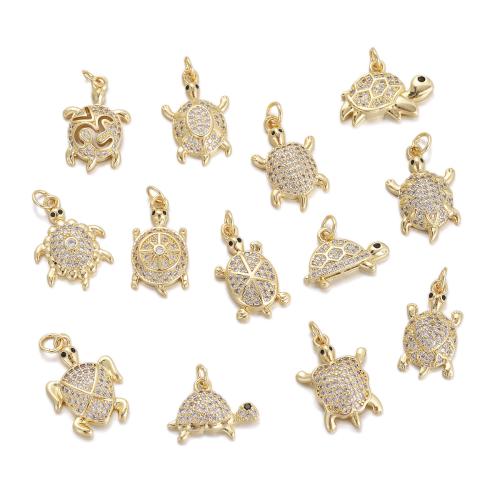 Terningformet Zirkon Micro Pave Messing vedhæng, Animal, guldfarve belagt, du kan DIY & forskellige stilarter for valg & Micro Pave cubic zirconia, flere farver til valg, nikkel, bly & cadmium fri, Solgt af PC