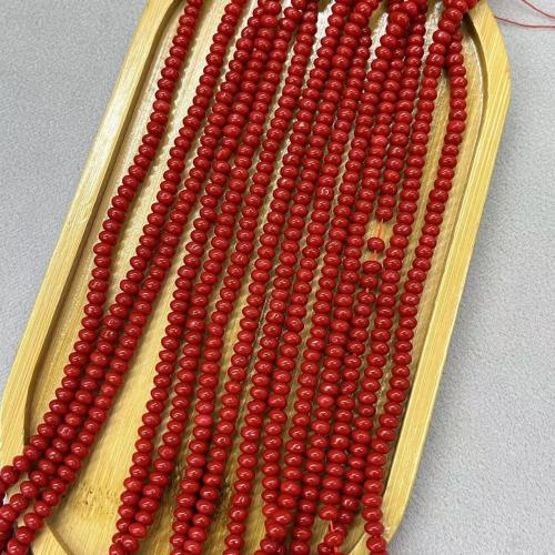 Naturliga sötvattensSnäckskalsPärlor, Shell, Rund, DIY, röd, 4x3mm, 145PC/Strand, Säljs av Strand