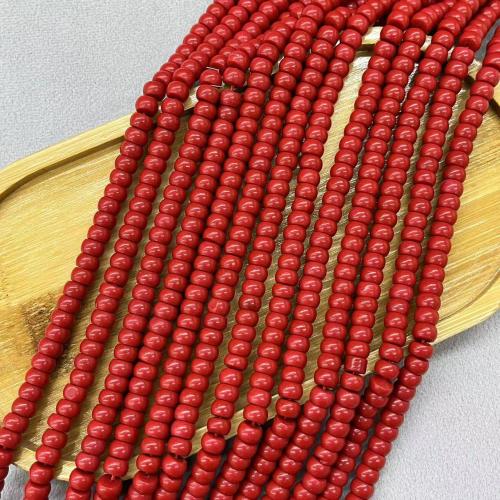 Přírodní sladkovodní Shell korálky, Skořápka, Kolo, DIY, červený, 6x4mm, 102PC/Strand, Prodáno By Strand