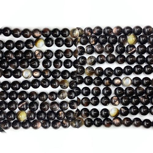 Black Shell Beads Round DIY Sold By Strand