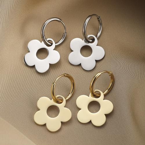 Stainless Steel Drop Earring 304 Stainless Steel Flower plated fashion jewelry Sold By Pair