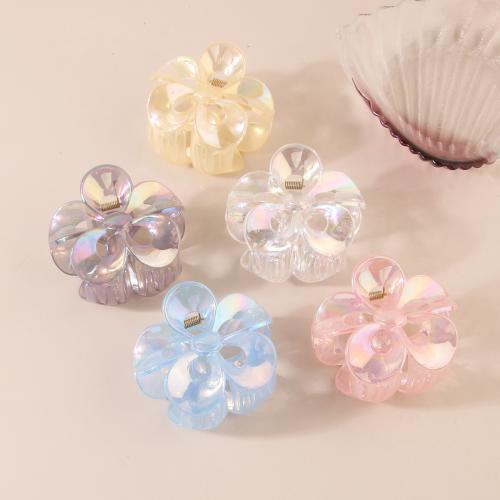 Hair Claw Clips Plastic Flower AB color plated for woman & hollow Sold By PC