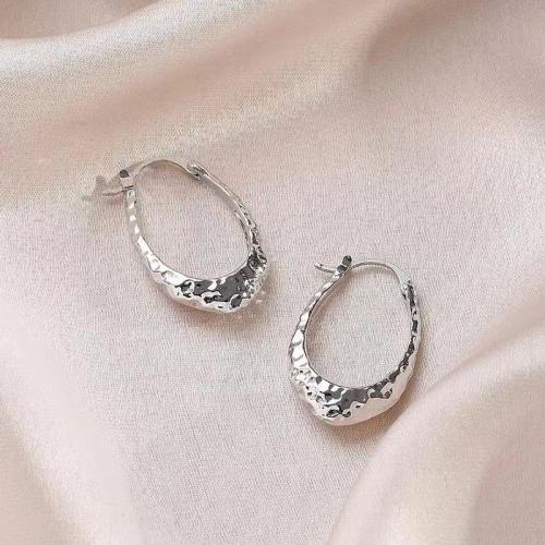 Zinc Alloy Drop Earrings plated for woman silver color Sold By Pair