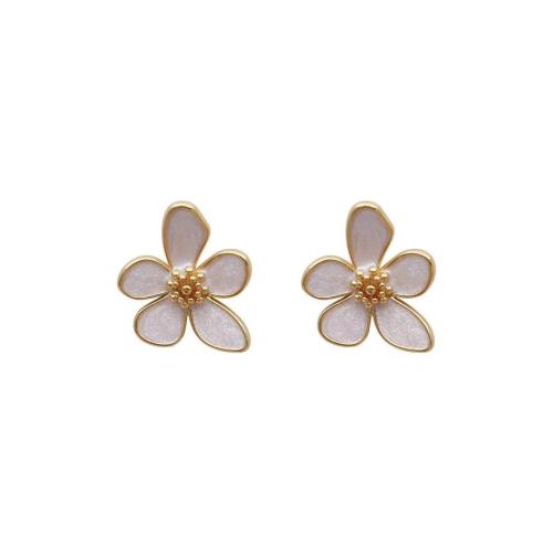 Lo zinco in lega Stud Earring, lega in zinco, Petali, placcato, per la donna & smalto, oro, Venduto da coppia