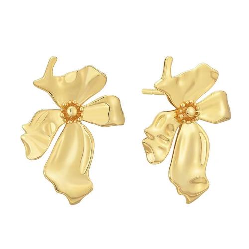 Zinc Alloy Stud Earring petals plated for woman golden Sold By Pair