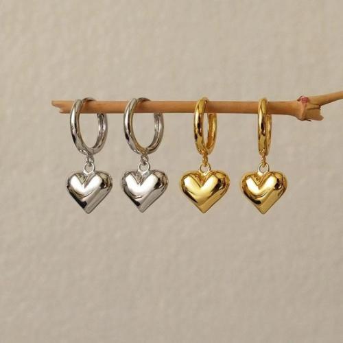 Zinc Alloy Øreringe, Heart, forgyldt, for kvinde, flere farver til valg, 31x15mm, Solgt af par