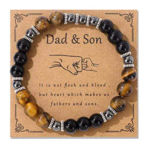 Gemstone Bracelets Zinc Alloy with Tiger Eye & Hematite handmade Unisex mixed colors Sold By PC