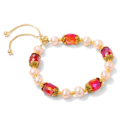 Crystal Bracelets Zinc Alloy with Crystal & Plastic Pearl handmade for woman Length Approx 16 cm Sold By PC