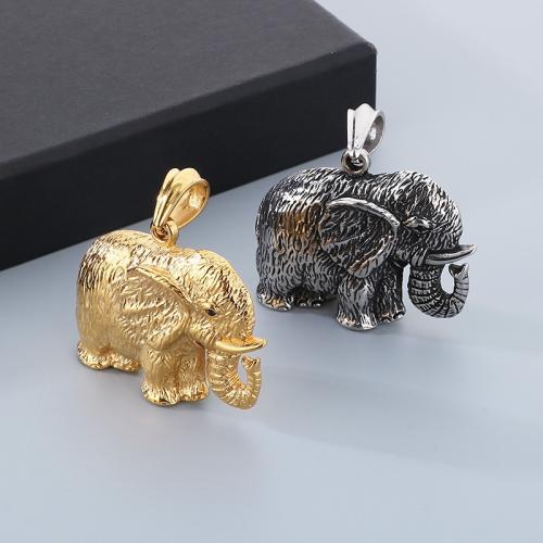 Stainless Steel Animal Pendants 304 Stainless Steel Elephant Vacuum Ion Plating for man & with rhinestone Sold By PC