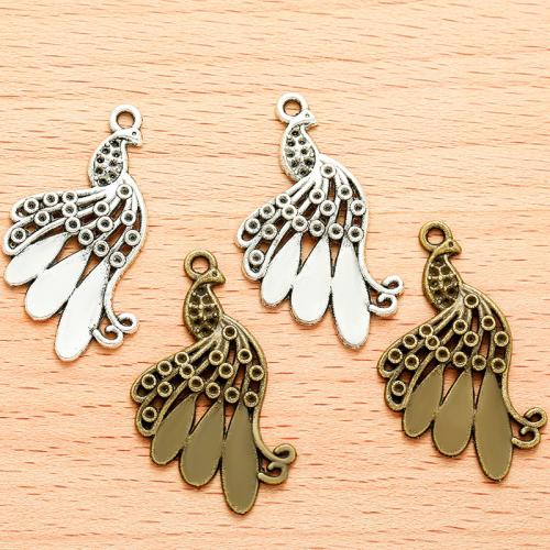 Zinc Alloy Animal Pendler, Peacock, forgyldt, du kan DIY, flere farver til valg, 34x18mm, 100PC/Bag, Solgt af Bag