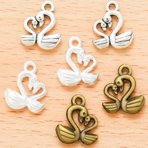 Zinc Alloy Animal Pendler, Swan, forgyldt, du kan DIY, flere farver til valg, 15x13mm, 100PC/Bag, Solgt af Bag