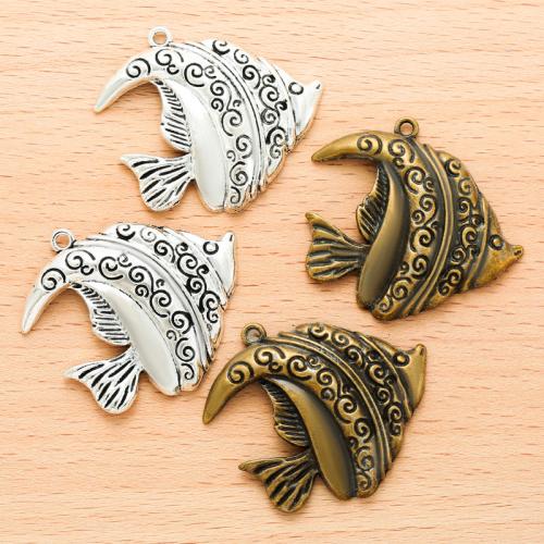 Zinc Alloy Animal Pendler, Fisk, forgyldt, du kan DIY, flere farver til valg, 37x35mm, 100PC/Bag, Solgt af Bag