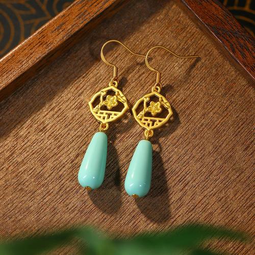 Zinc Alloy Drop Earring, gold plated, Vintage & voor vrouw & hol, 13x52mm, Verkocht door pair