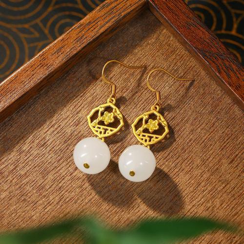 Zinc Alloy Drop Earring, gold plated, Vintage & voor vrouw & hol, 13x44mm, Verkocht door pair